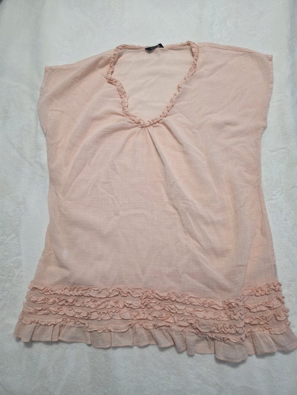J.Crew Gauzy Cotton Light Peach Pink Swim Coverup Tunic Style # 15544